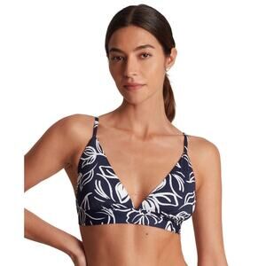 Lauren Ralph Lauren Women's Triangle V-Neck Bikini Top Blue Size 16 1494